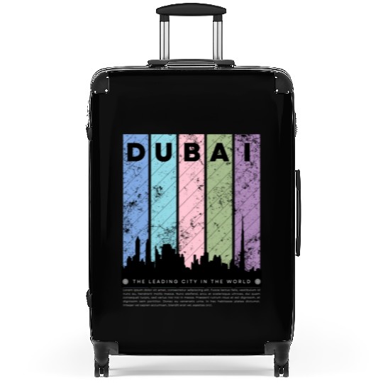 Black Colorful Dubai The Leading City in the World Suitcases