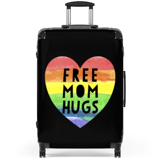 Free Mom Hugs LGBTQ Plus Rainbow Heart Free Hugs Suitcases