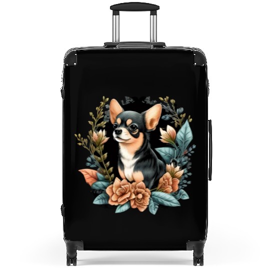 Chihuahua | Cute Dog | Beautiful | Flowers | Girl Suitcases