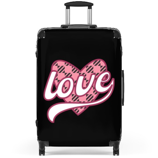 Buffalo Plaid Heart Love Valentine days travel Suitcases