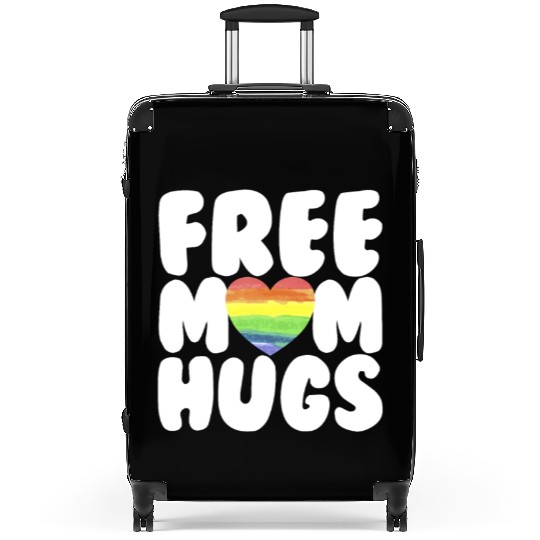 Free Mom Hugs LGBTQ Plus Rainbow Heart Free Hugs Suitcases