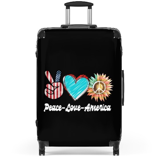 Peace Love America US Flag Fourth Womens JULY 4TH Suitcases