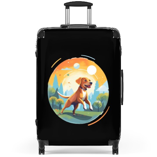Joyful Dog in Summer Park Suitcases