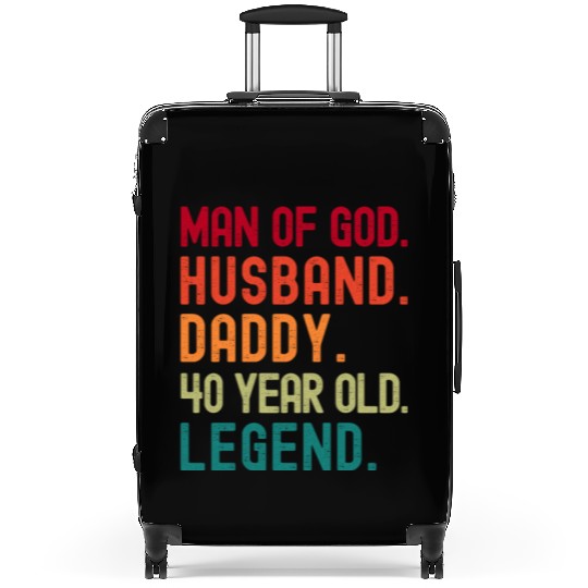 Man of God Husband Dad Funny 40th Birthday Suitcases
