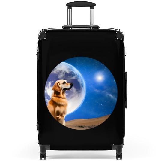 Golden retriever looks at the stars Suitcases