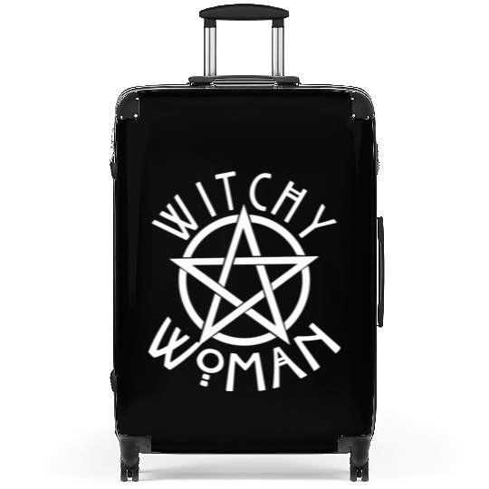 WITCHY WOMAN WITH STAR AND CIRCLE green Suitcases