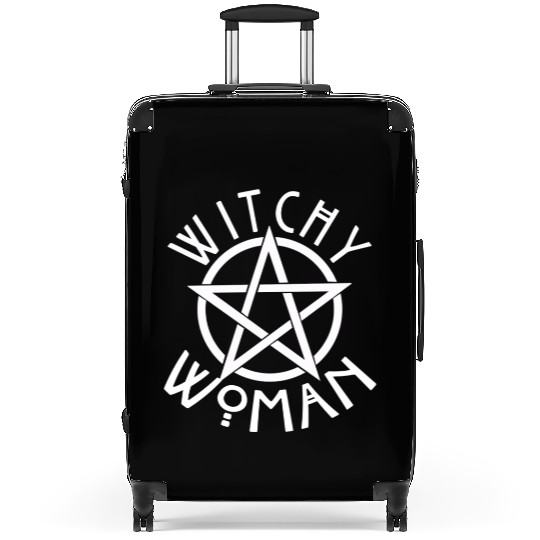 WITCHY WOMAN WITH STAR AND CIRCLE green Suitcases