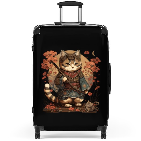 Samurai Cat Warrior Japanese Ninja Cat Kawaii Suitcases