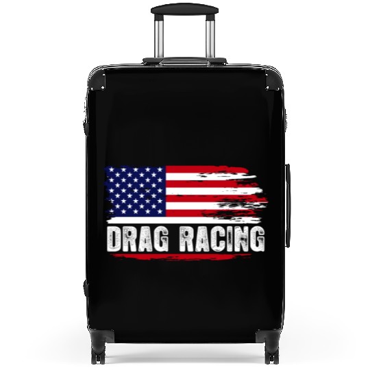 Drag Racing American USA Flag Suitcases