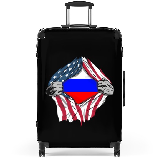 Russian American Blood Inside Me Country Flags Suitcases