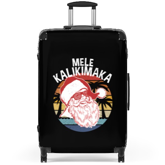 Mele Kalikimaka Hipster Santa Palm Trees Suitcases