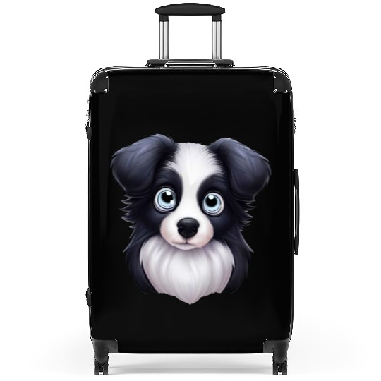 Artistic Border Collie Portrait Suitcases