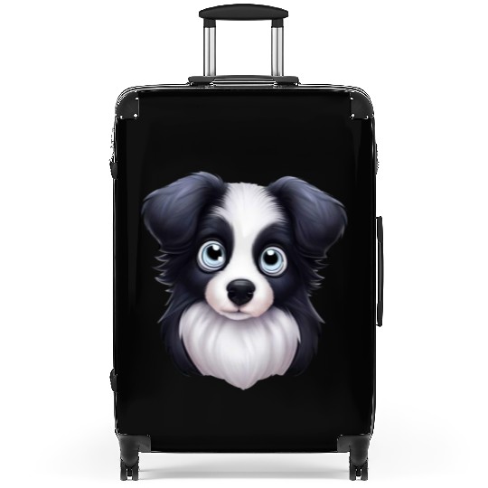 Artistic Border Collie Portrait Suitcases