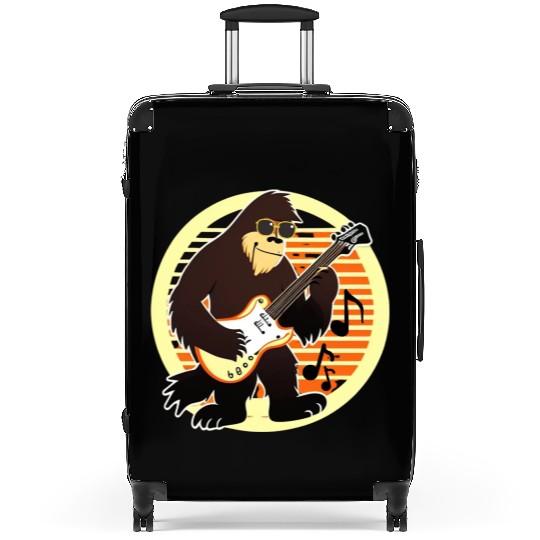 Funny Bigfoot playing a guitar Suitcases