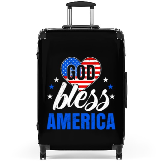 God Bless America Independence Day Party USA Suitcases