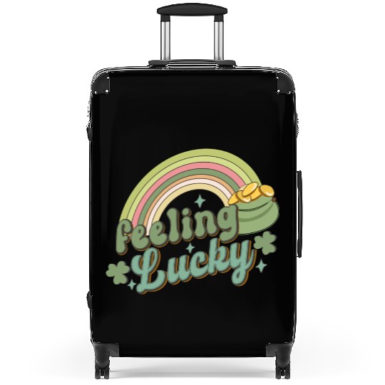 Feeling Lucky Saint Patricks Day Rainbow quote Suitcases
