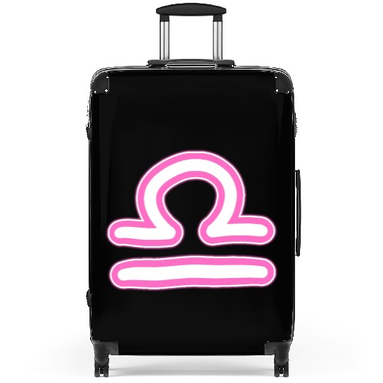 Libra Zodiac Sign Neon Pink Suitcases