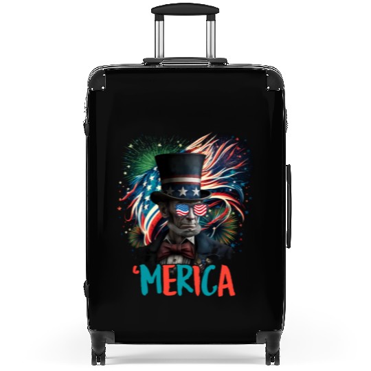 Merica Lincoln Independence Day Party 4th July Suitcases