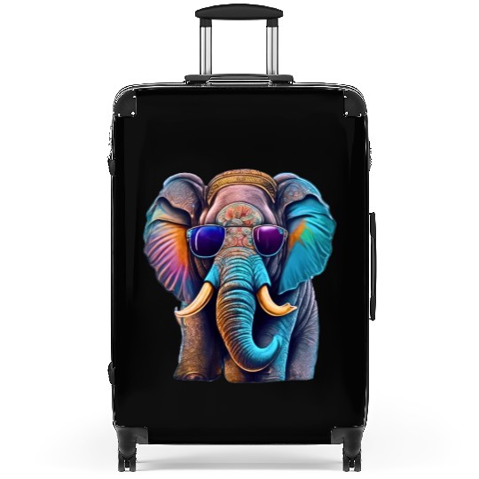 Vintage Elephant: Neon Shades & Colorful - Retro Suitcases