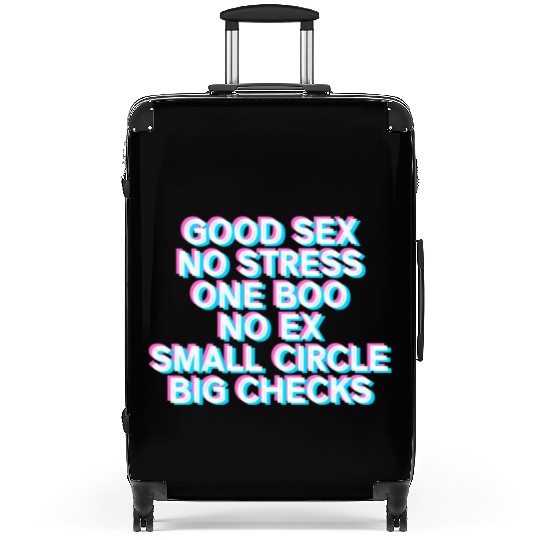 No Stress One Boo No Ex Back Print Rap Saying Suitcases