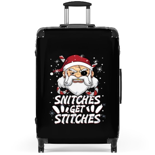 Snitches Get Stitches Santa Hat Funny Santa Pirate Suitcases