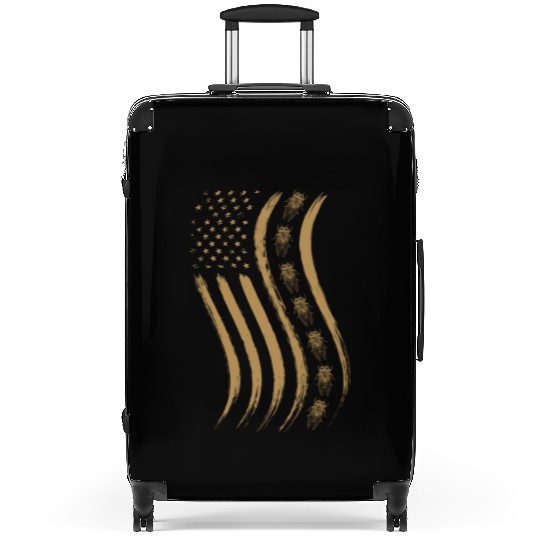 Cicada Line In Waving Distressed Us Flag For Suitcases