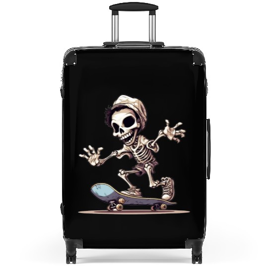 Grinning Grind: Skeleton Skater Graphic for Street Suitcases