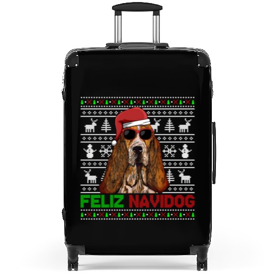 Basset Hound Dog Feliz Navidog Suitcases