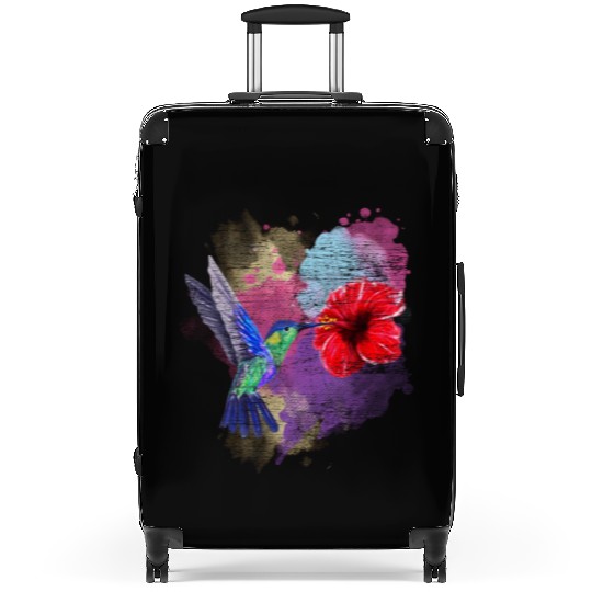 Pretty Bird Animal Hibiscus Flower Hummingbird Suitcases