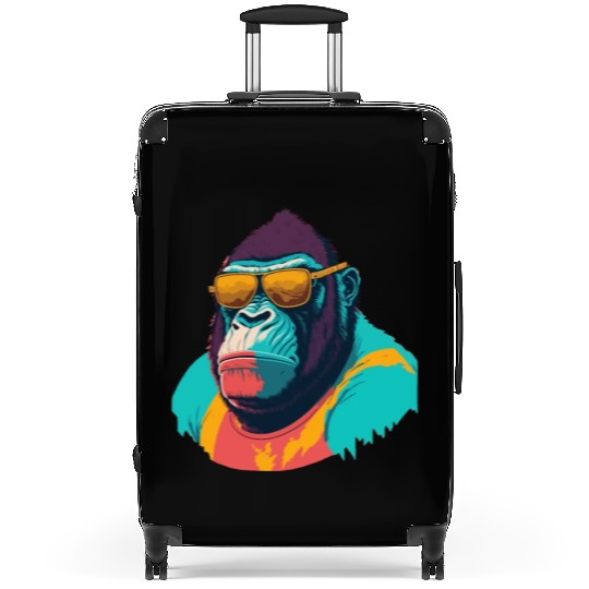 Cool Gorilla with trendy sunglasses illustration Suitcases