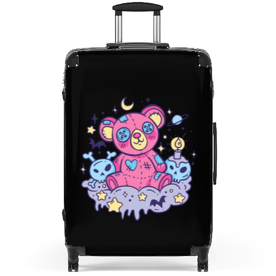 Yami Kawaii Creepy Teddy Bear With Skulls Suitcases