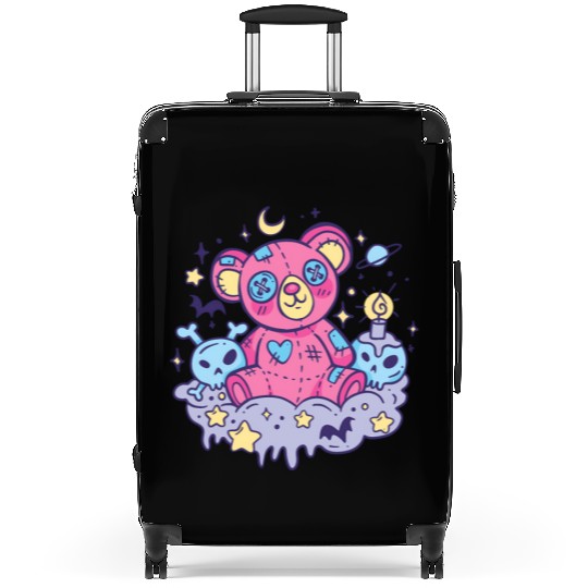 Yami Kawaii Creepy Teddy Bear With Skulls Suitcases