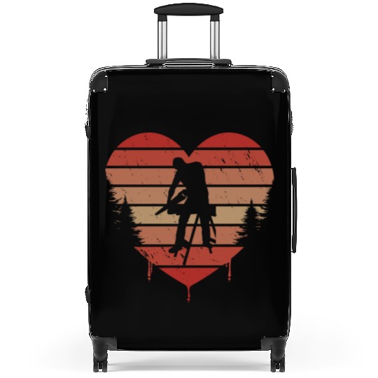 Cute Red Vintage Heart Woodworking 80s Valentine Suitcases