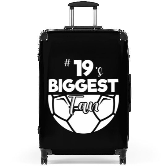 Number 19'S Biggest Fan Player Soccer Mom Dad Chee Suitcases