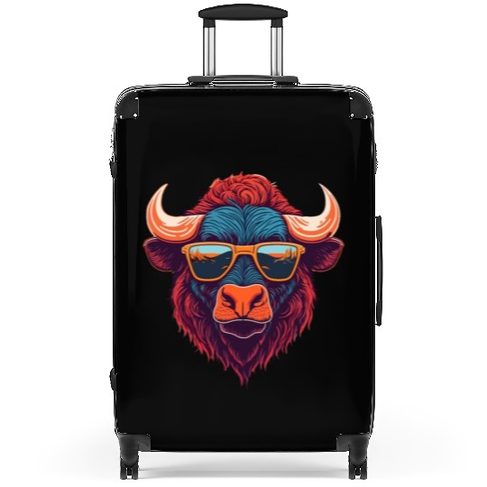 Fashion forward trendy Buffalo illustration Suitcases