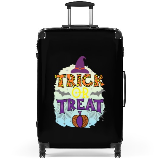 Trick Or Treat Happy Halloween Purple Quote Suitcases