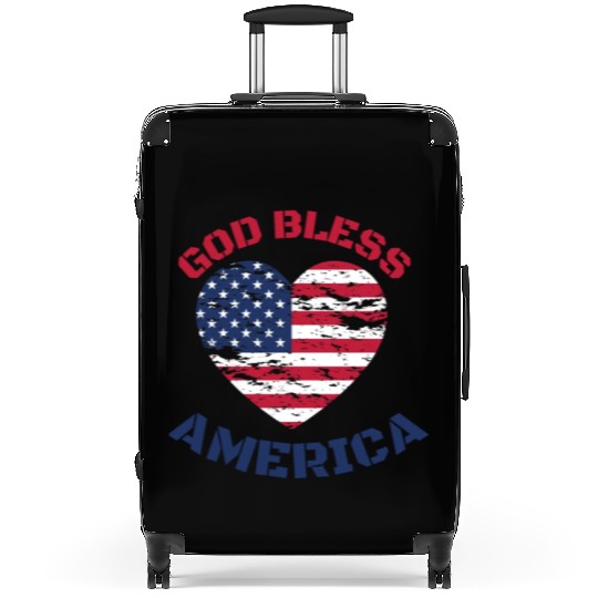 God Bless America, Heart Flag Shape. Suitcases