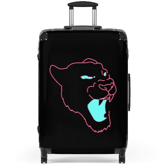 Neon Panther Graphic Illustration hipster yellow Suitcases