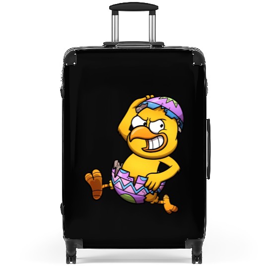 Running Little Chick In An Easter Egg Suitcases