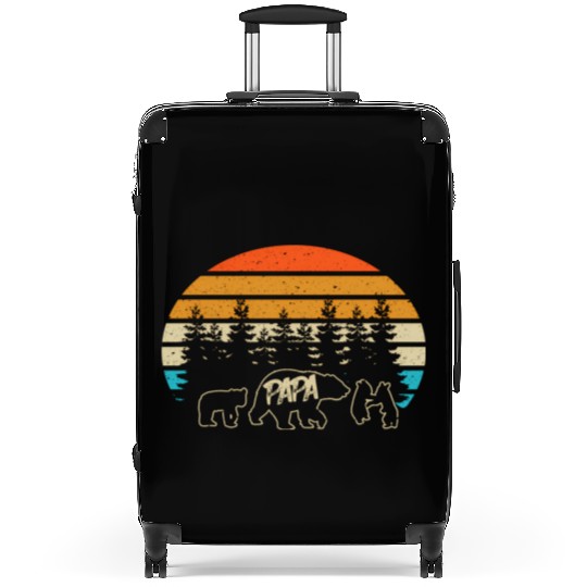 Papa Bear With Three Bear Cubs Suitcases
