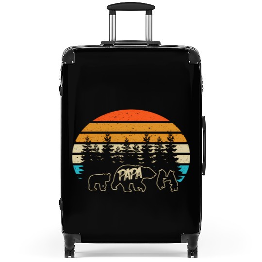 Papa Bear With Three Bear Cubs Suitcases