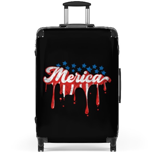 Merica Us Flag Dripping 4th Of July Suitcases