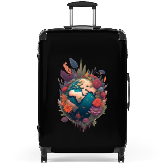 World With Roses Planet Earth Abstract Suitcases
