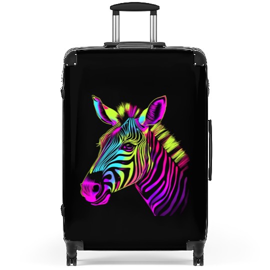 Zebra Neon Colors Portrait Suitcases