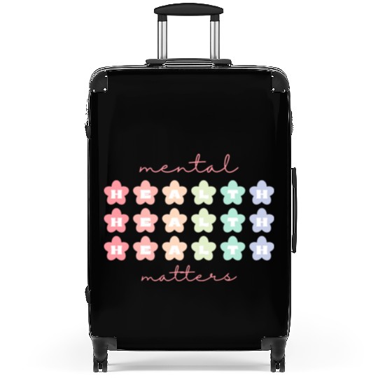 Mental Health Matters Retro Flowers Pastel Rainbow Suitcases