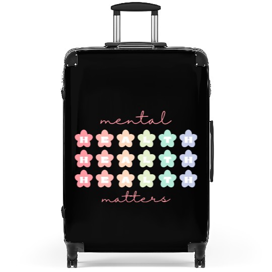 Mental Health Matters Retro Flowers Pastel Rainbow Suitcases