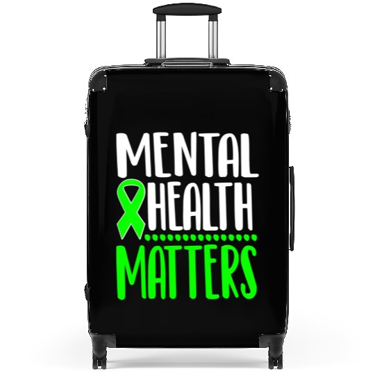 Mental Health Awareness Ribbon Green Anxiety Depre Suitcases