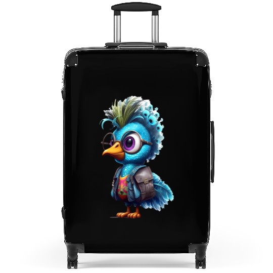 Cute Peacock Cartoon Suitcases