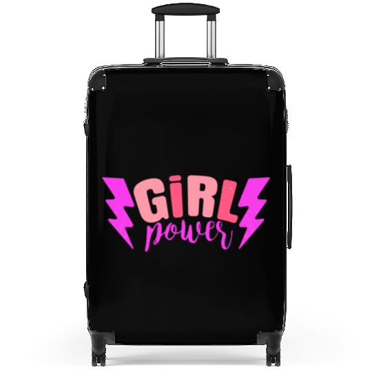 Preppy Room Decor Girl Power Quote With Lightning Suitcases