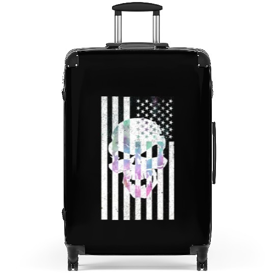 Cosmic Skull Usa Flag Suitcases